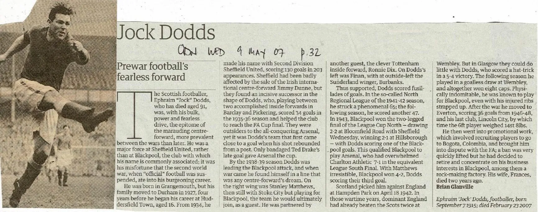 070509 B Glanville, Obit for Jock Dodds (The Guardian, 32).webp