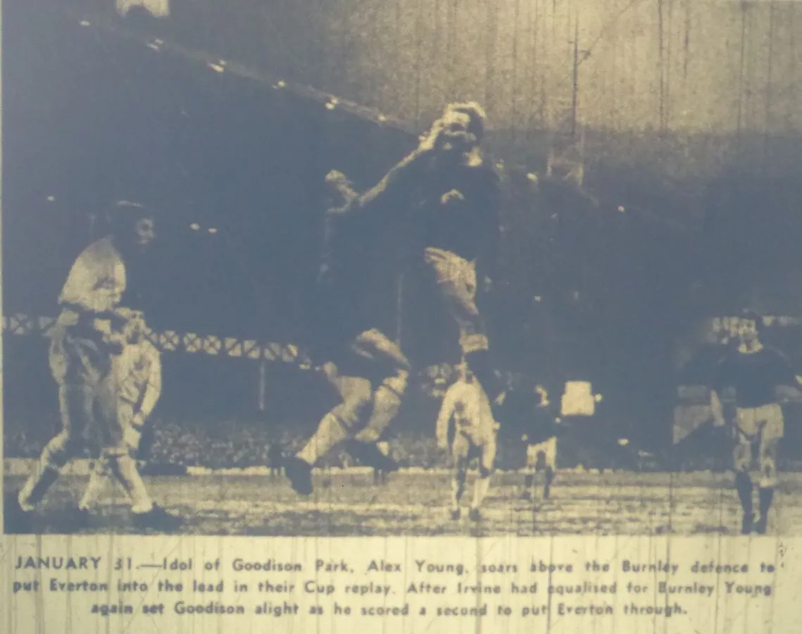 1225 31.01.67 Young v Burnley (H) FA CUP - SECOND IN SEQUENCE - Alex Young leaps to head home...webp