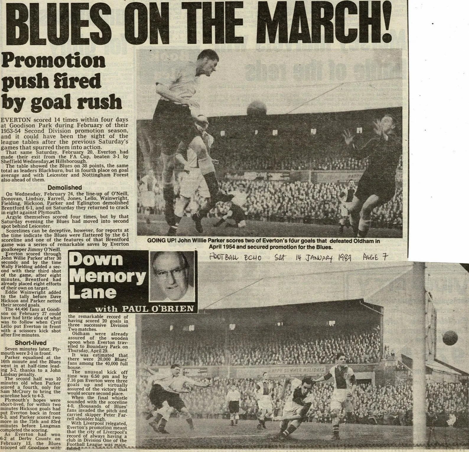 540429 P O'Brien, Blues on The March [4-0 win at Oldham, 29 April 1954](Football Echo, 14 Jan...webp