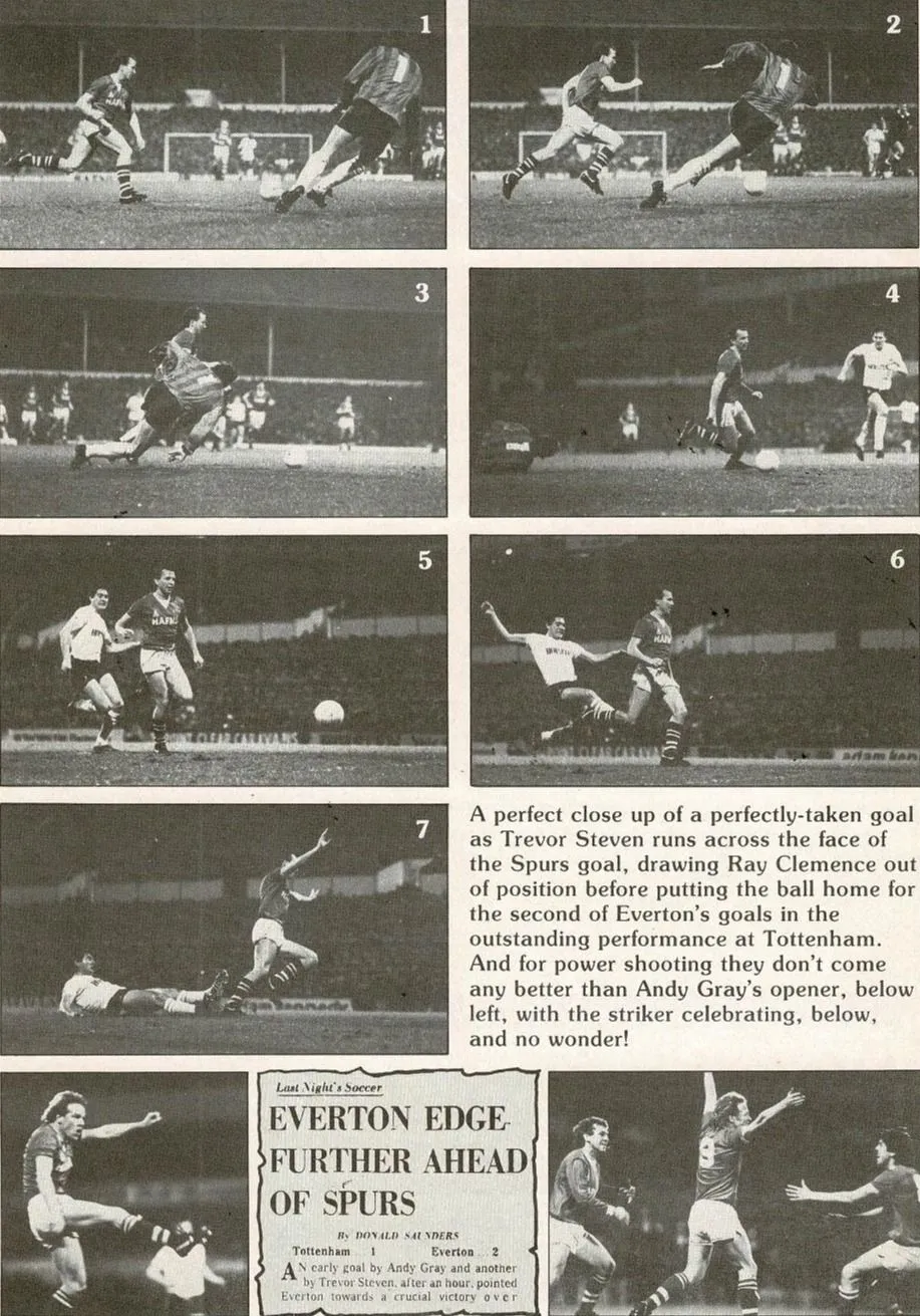 840403 The goals from Gray & Steven in the 2-1 at White Hart Lane, 3 April 1985.webp