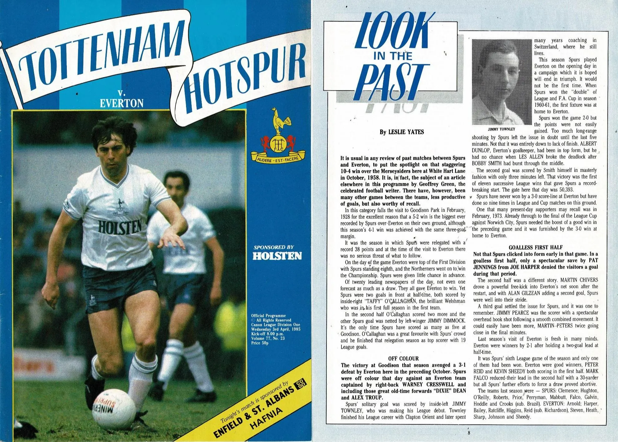 850403 Tottenham programme, 3 April 1985.webp