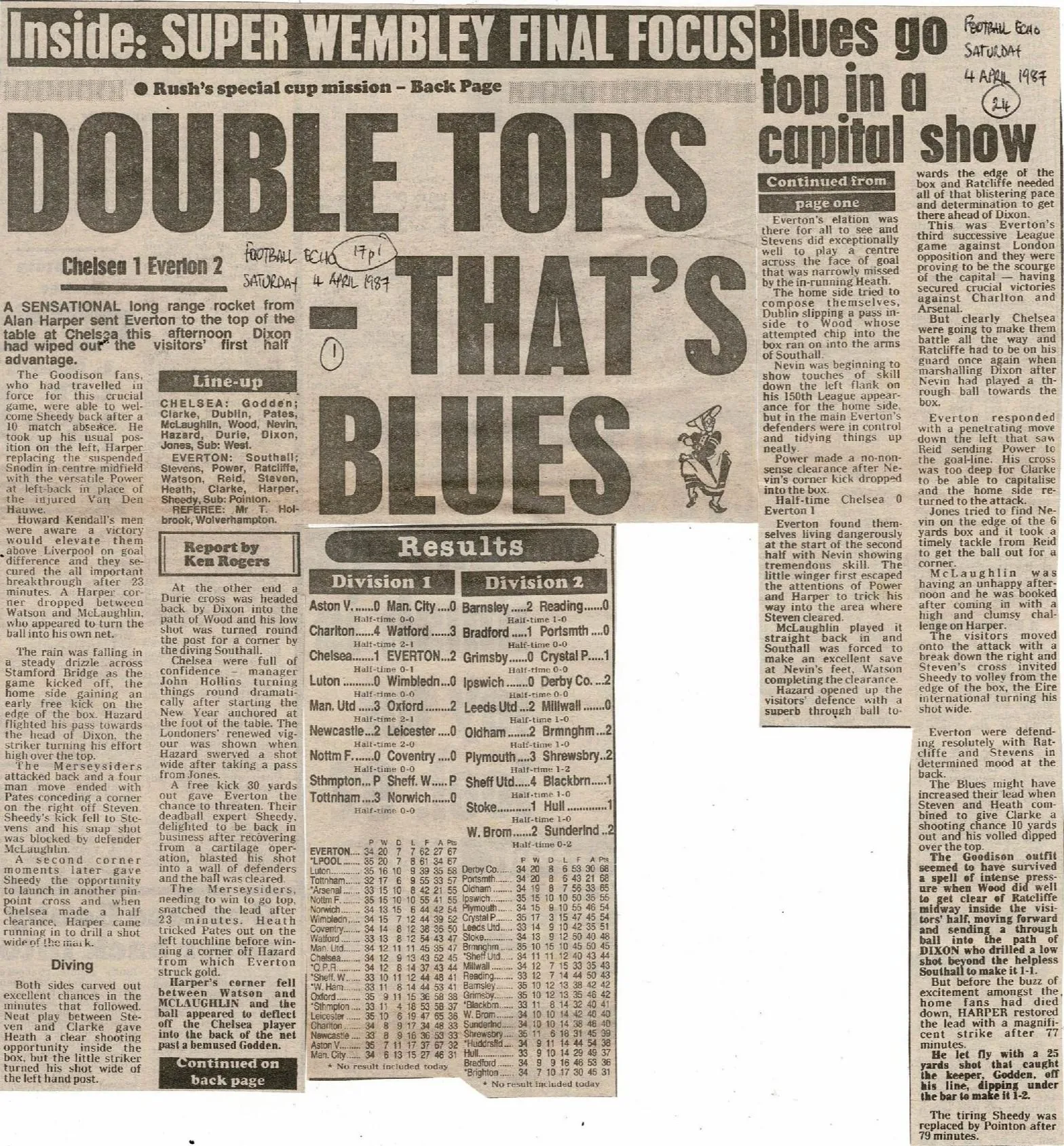 870404 K Rogers, Double Tops - That's Blues [Everton 2-1 at Chelsea](Football Echo, 1 & 24).webp