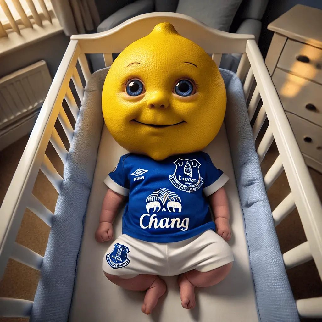 DALL·E 2024-06-21 18.55.36 - A baby with a full-sized lemon as its head, wearing an Everton bl...png