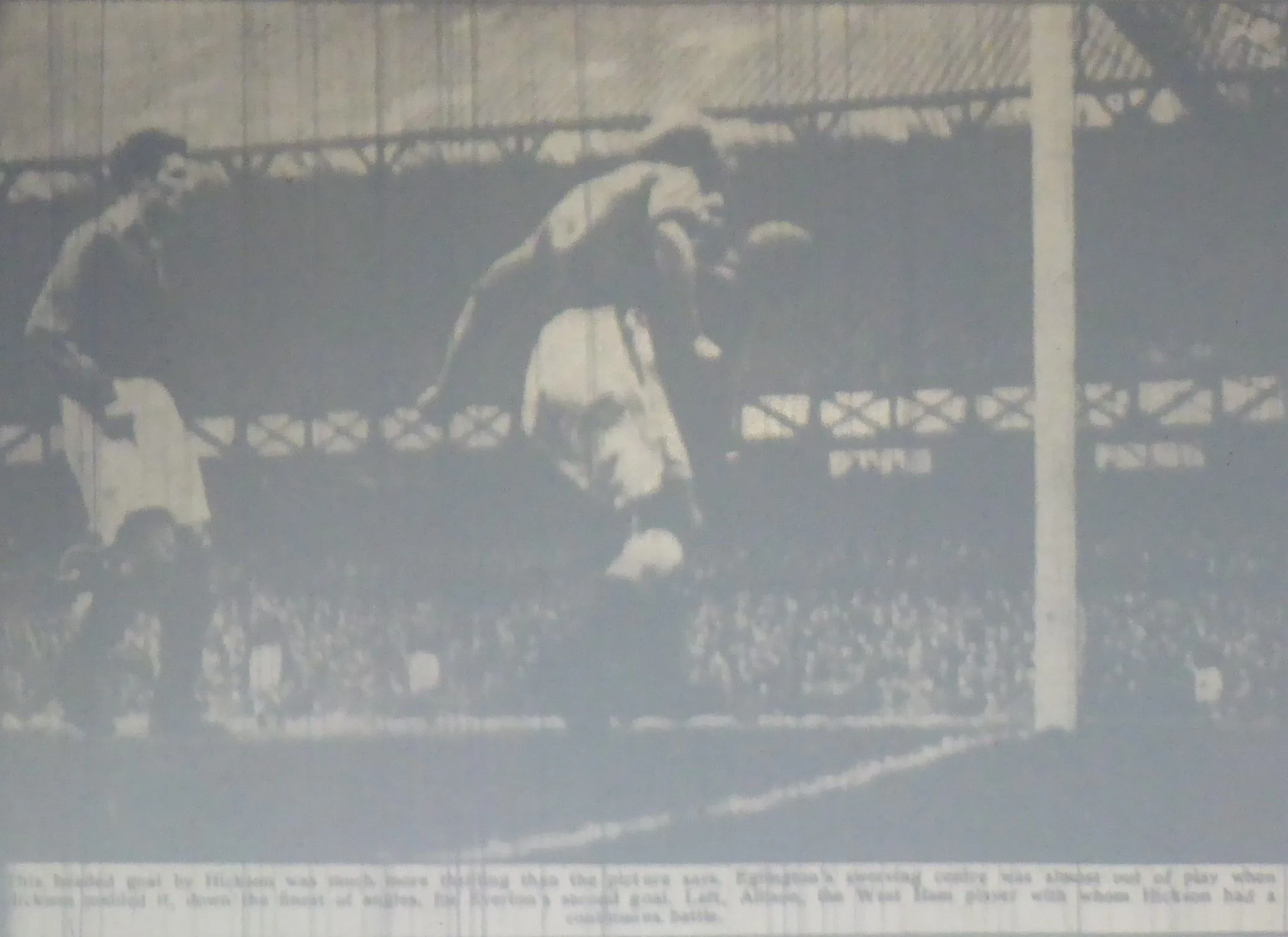 P1010061 (2) 12.05.52 Hickson v West Ham (H) Dave Hickson meets Tommy Eglington's cross to he...webp