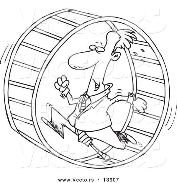 vector-of-a-cartoon-businessman-running-in-a-wheel-coloring-page-outline-by-ron-leishman-13607.webp