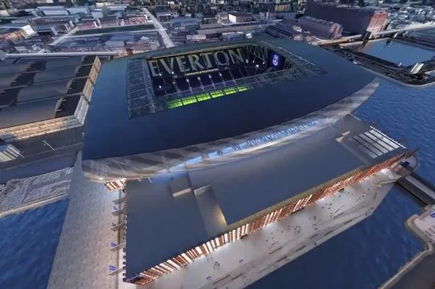 Screengrab from Everton's video showing their proposed new stadium at Bramley-Moore Dock